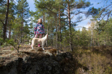 Girl and a puppy in the forest - Pixbuster Free Images