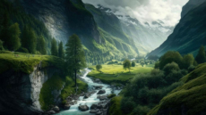 Beautiful mountain scenery - AI-generated image