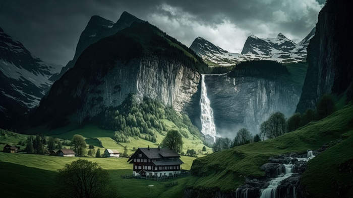 Beautiful mountain scenery - AI-generated image