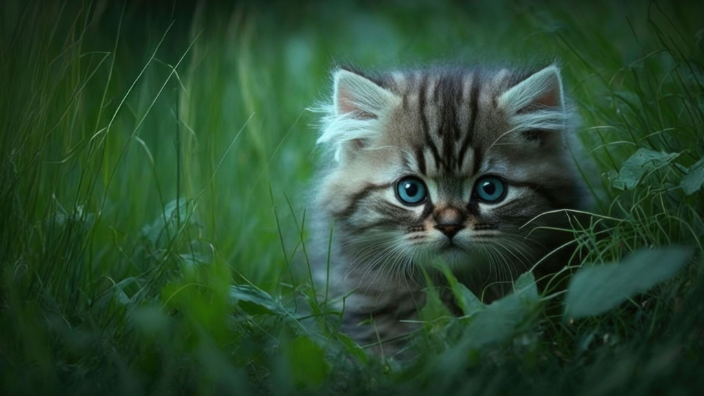 AI-generated images - Cat hiding in the grass