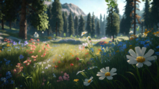 Beautiful mountain meadow - AI-generated image